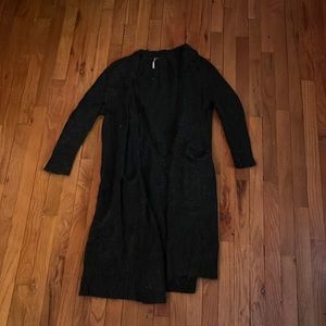Free People Dark Grey Wool Long Cardigan